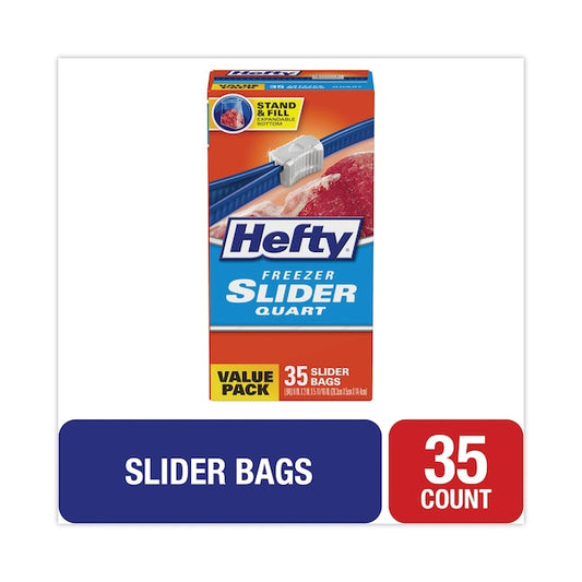 Slider Stand and Fill Freezer Storage Bags, 32 oz, 7" x 8", Clear, PK35