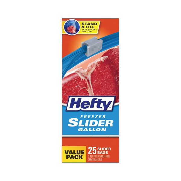 Slider Bags, 1 gal, 2.5 mil, 10.56" x 11", Clear, PK25