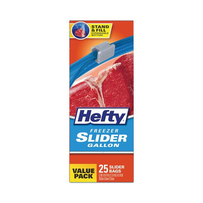Slider Bags, 1 gal, 2.5 mil, 10.56" x 11", Clear, PK25