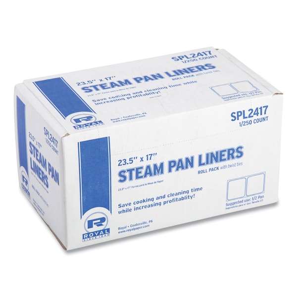 Steam Pan Liners With Twist Ties, For 1/2 Pan Sized Steam Pans, 0.02 mil, 17in. x 23.5in., 250PK