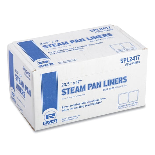 Steam Pan Liners With Twist Ties, For 1/2 Pan Sized Steam Pans, 0.02 mil, 17in. x 23.5in., 250PK