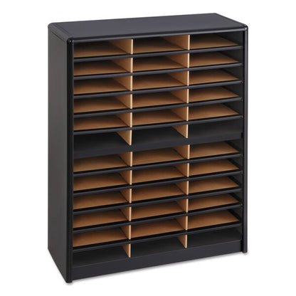 Steel/Fiberboard Literature Sorter, 36 Sections, 32.25x13.5x38, Black