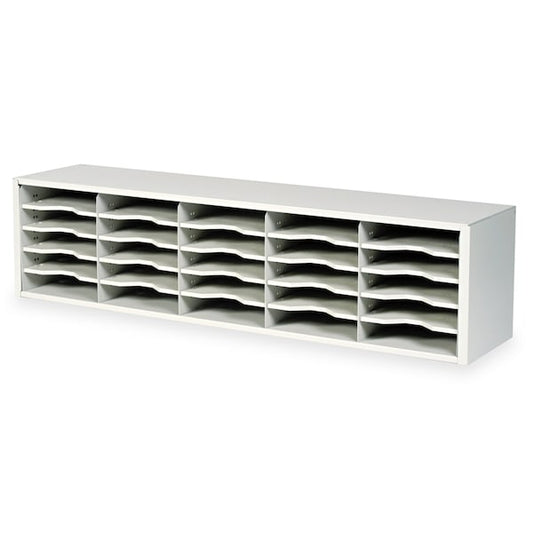 E-Z Sort Steel Mail Sorter Module, 25 Compartments, 57.5 x 13 x 14.25, Light Gray