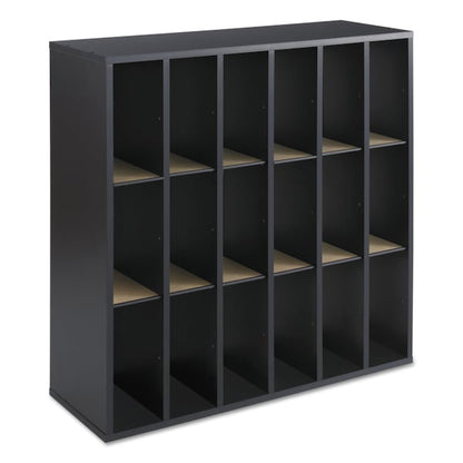Wood Mail Sorter with Adjustable Dividers, Stackable, 18 Compartments, Black