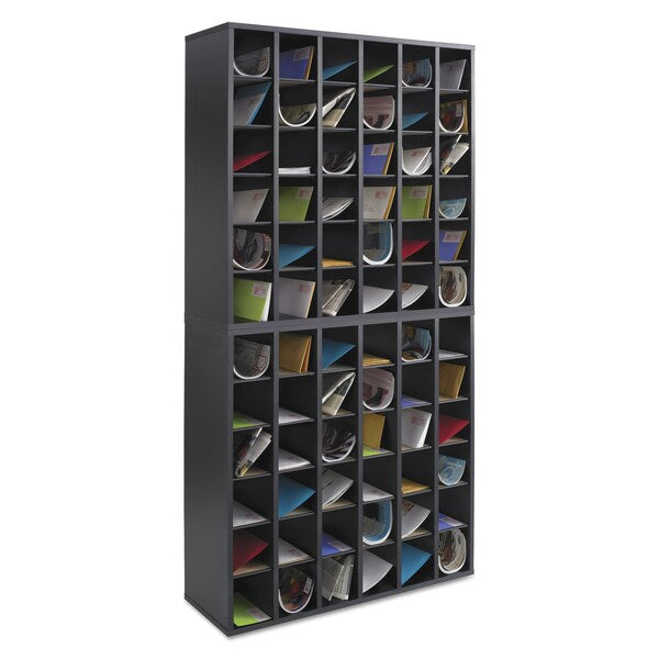 Wood Mail Sorter with Adjustable Dividers, Stackable, 36 Compartments, Black