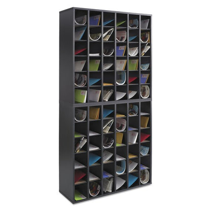 Wood Mail Sorter with Adjustable Dividers, Stackable, 36 Compartments, Black