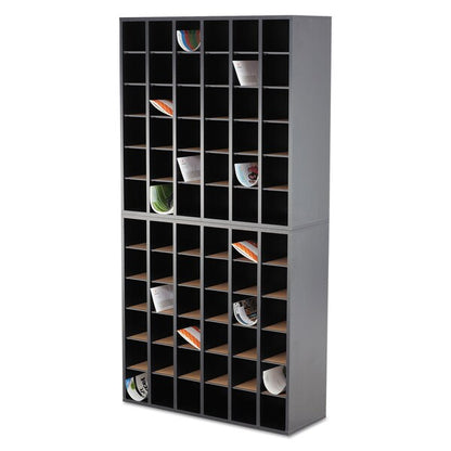Wood Mail Sorter with Adjustable Dividers, Stackable, 36 Compartments, Black