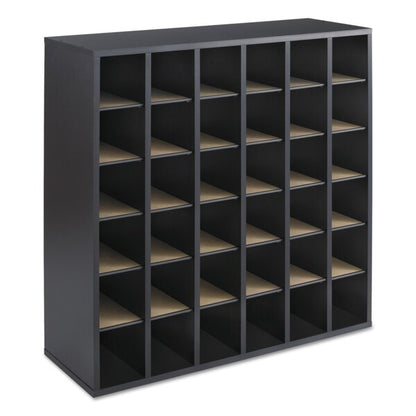 Wood Mail Sorter with Adjustable Dividers, Stackable, 36 Compartments, Black