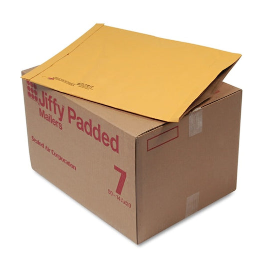 Padded Mailer, #7, Paper Lining, Fold Flap, 14.25x20, Kraft, PK50