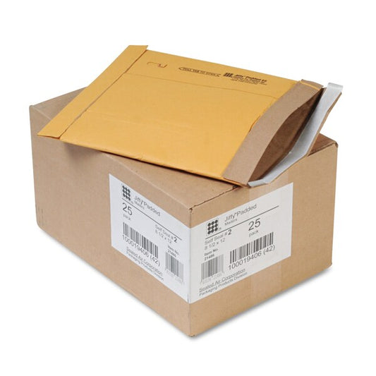 Padded Mailer, #2, Paper Lining, Self-Adhesive, 8.5x12, Kraft, PK25