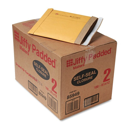Padded Mailer, #2, Paper Lining, Self-Adhesive, 8.5x12, Kraft, PK100