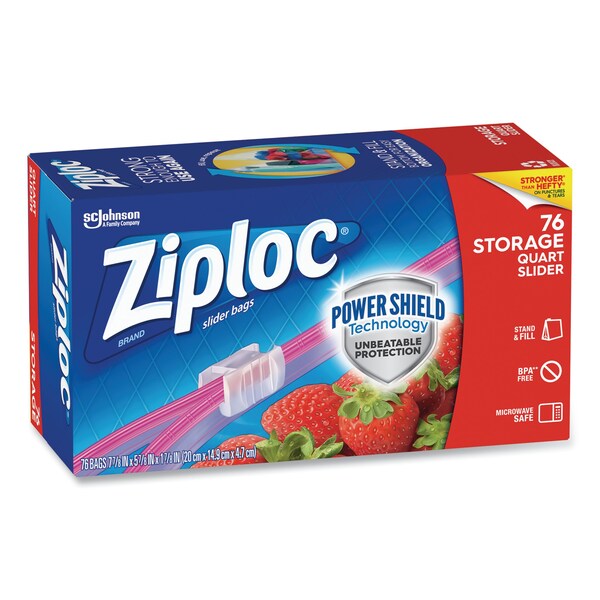 Slider Storage Bags, 1 qt, 5.88" x 7.88", Clear, PK9