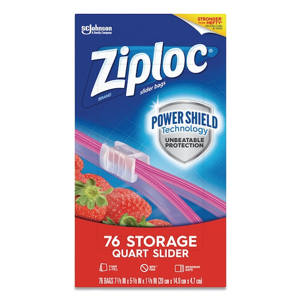 Slider Storage Bags, 1 qt, 5.88" x 7.88", Clear, PK9