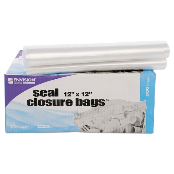 Seal Closure Bags, 2 mil, 12" x 12", Clear, PK500
