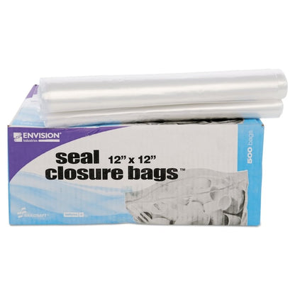Seal Closure Bags, 2 mil, 12" x 12", Clear, PK500