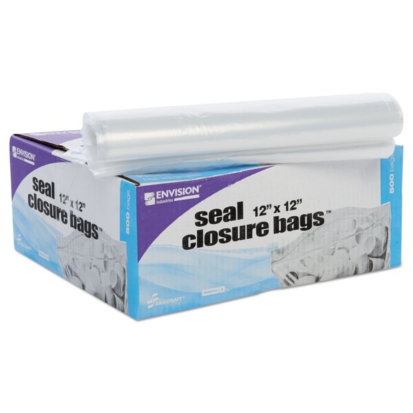 Seal Closure Bags, 2 mil, 12" x 12", Clear, PK500