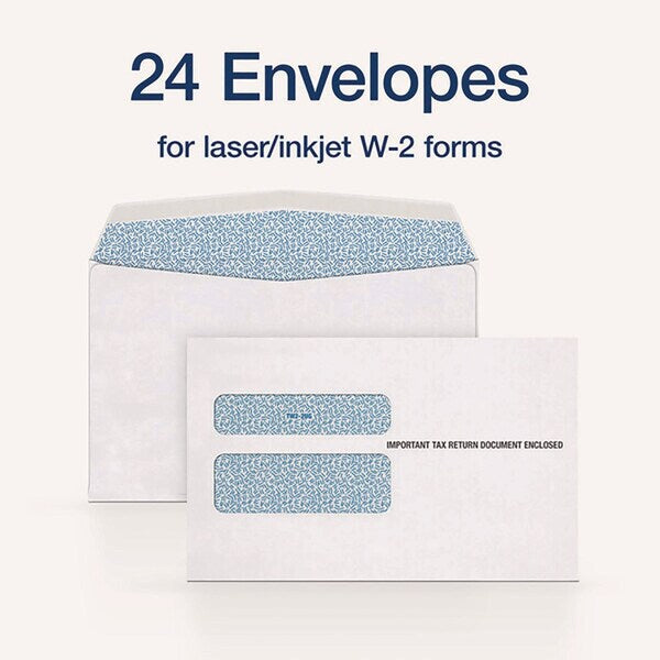W-2 Peel and Seal Envelopes, Commercial Flap, Self-Adhesive Closure, 5.63 x 9, White, PK15, 15PK
