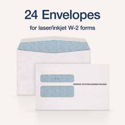 W-2 Peel and Seal Envelopes, Commercial Flap, Self-Adhesive Closure, 5.63 x 9, White, PK15, 15PK