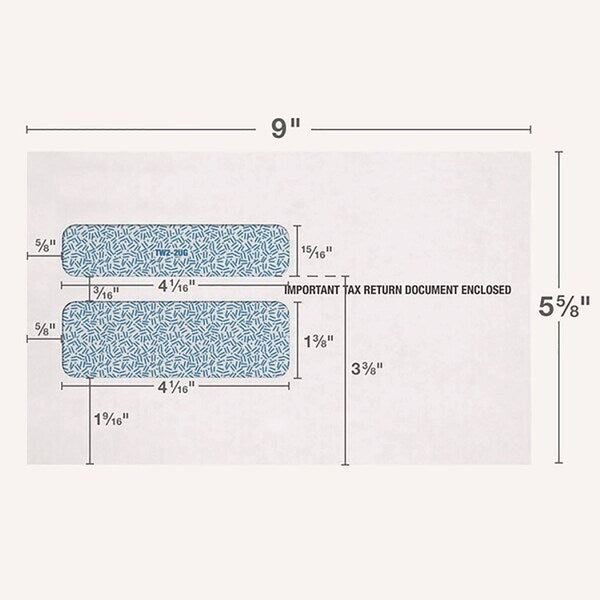 W-2 Peel and Seal Envelopes, Commercial Flap, Self-Adhesive Closure, 5.63 x 9, White, PK15, 15PK
