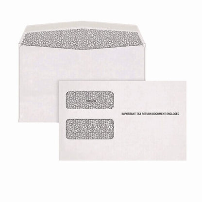 1099 Double Window Envelope, Commercial Flap, Gummed Closure, Contemporary Seam, 5.63x9, White, PK24