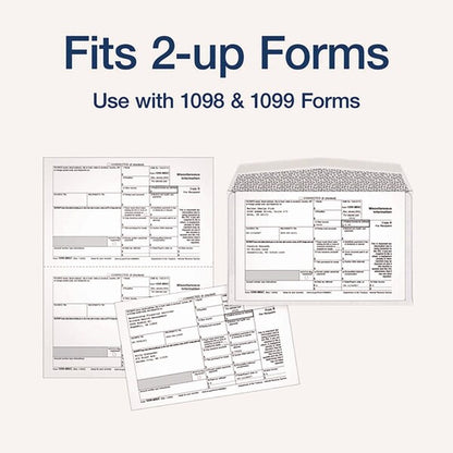 1099 Double Window Envelope, Commercial Flap, Gummed Closure, Contemporary Seam, 5.63x9, White, PK24