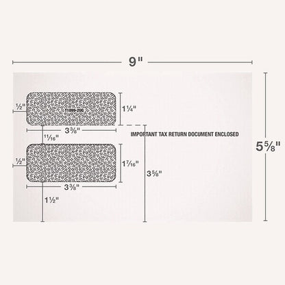 1099 Double Window Envelope, Commercial Flap, Gummed Closure, Contemporary Seam, 5.63x9, White, PK24