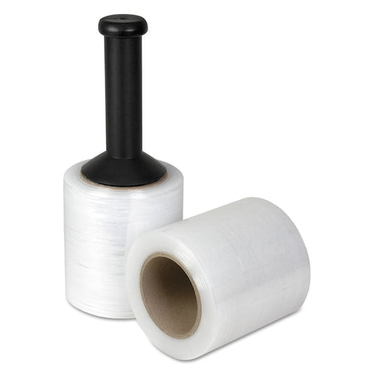 Unstretched Handwrap Film with Reusable Dispenser, 5 in. x 1,000 ft, 20 mic 80-Gauge, Clear, 12PK