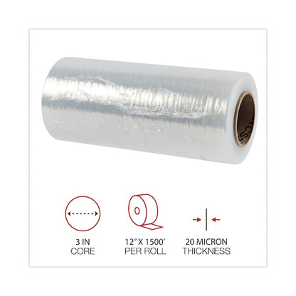 Stretch Films & Shrink Wrap, 12" W x 1,500 ft L, Clear