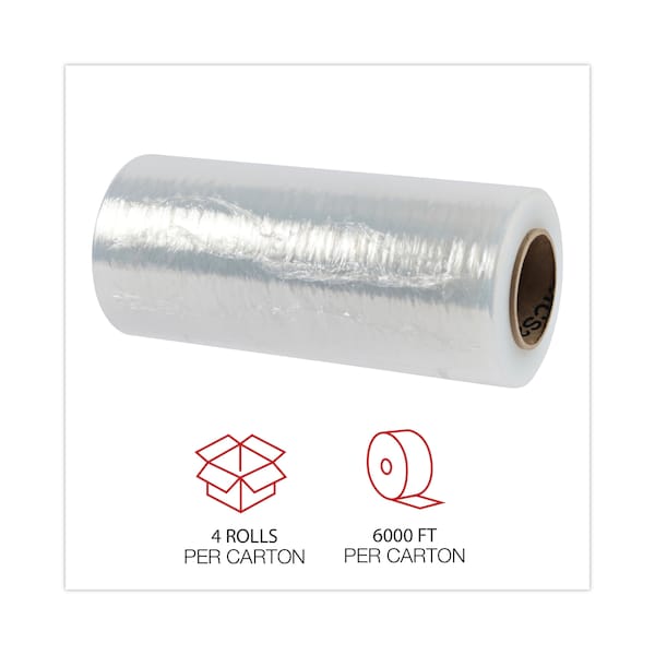 Stretch Films & Shrink Wrap, 12" W x 1,500 ft L, Clear