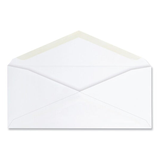 Business Envelope, #10, Commercial Flap, Gummed Closure, 4.25 x 9.63, White, PK125, 125PK