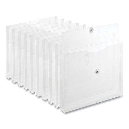 Side Opening Poly Envelopes, 1 in. Expansion, Letter Size, Clear, 10PK