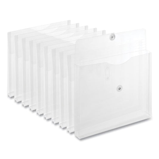 Side Opening Poly Envelopes, 1 in. Expansion, Letter Size, Clear, 10PK