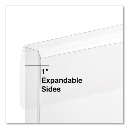 Side Opening Poly Envelopes, 1 in. Expansion, Letter Size, Clear, 10PK