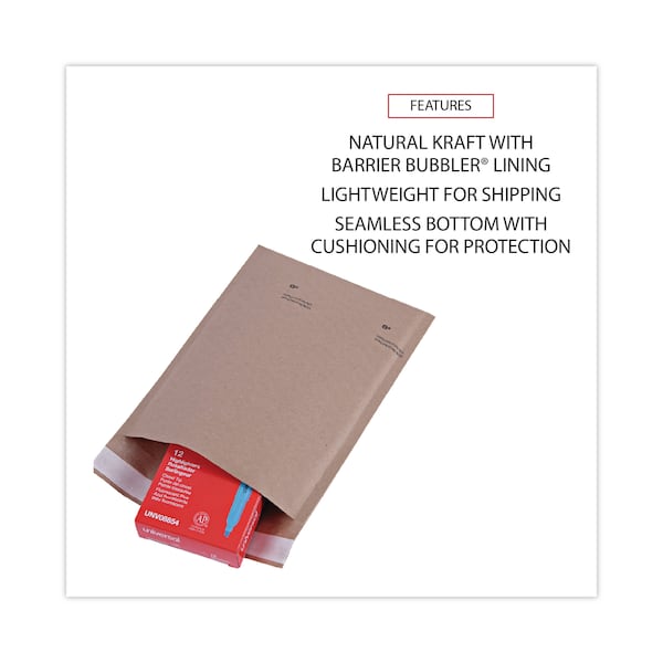 Cushioned Mailer, #0, Bubble Lining, Self-Adhesive, 6x10, Kraft, PK200