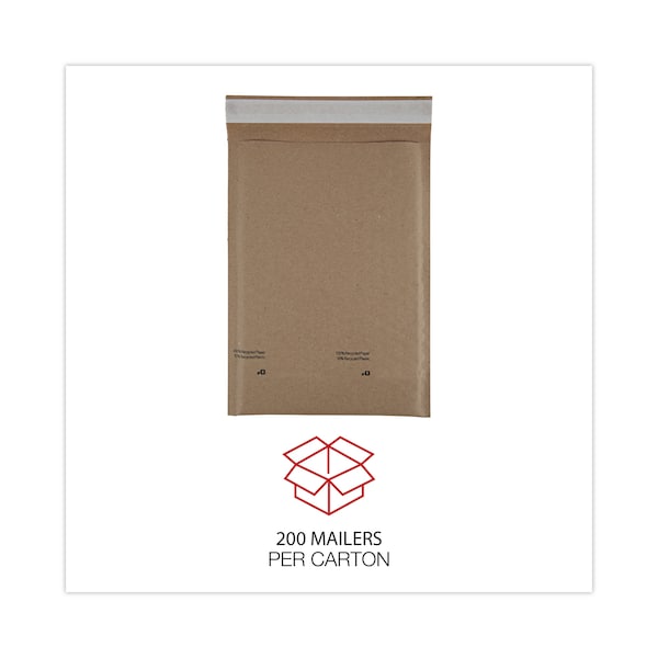 Cushioned Mailer, #0, Bubble Lining, Self-Adhesive, 6x10, Kraft, PK200