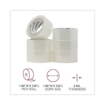 Deluxe Acrylic Box Sealing Tape, 3" Core, 1.88" x 110 yds, Clear, PK6