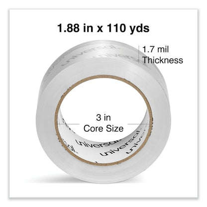 Deluxe Acrylic Box Sealing Tape, 3" Core, 1.88" x 110 yds, Clear, PK6