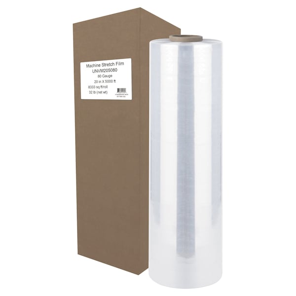 Machine Stretch Film, 20" x 5000 ft., 20.3mic, Clear