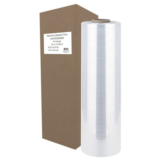 Machine Stretch Film, 20" x 5000 ft., 20.3mic, Clear