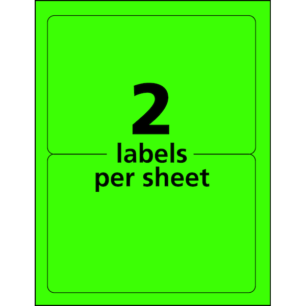 Neon Shipping Labels, Laser, 5-1/2", PK200