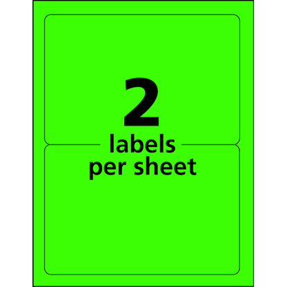 Neon Shipping Labels, Laser, 5-1/2", PK200