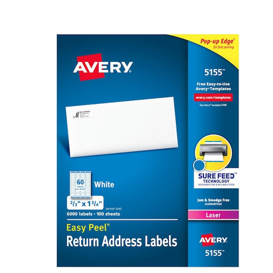 Easy Peel Return Address Labels, PK6000