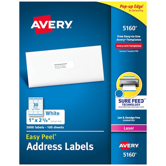 Easy Peel Address Labels, Sure F, PK3000