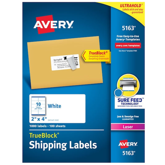 TrueBlock Shipping Labels, Sure, PK1000
