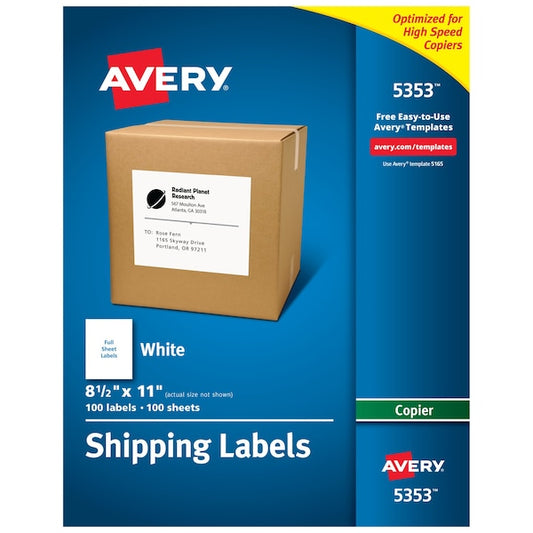 Shipping Labels for Copiers, 8-1/, PK100