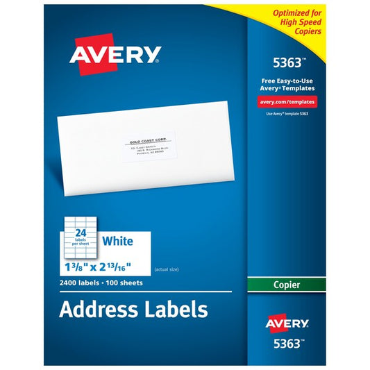 Address Labels for Copiers 1-3/8, PK2400