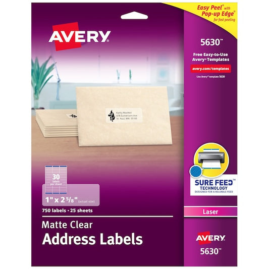 Matte Clear Address Labels, Sure, PK750