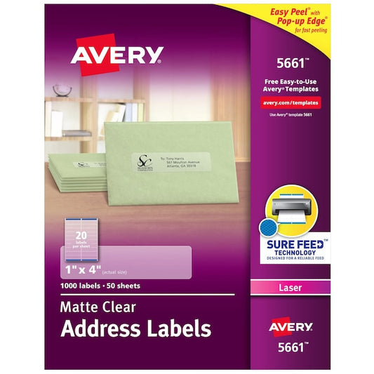 Matte Clear Address Labels, Sure, PK1000