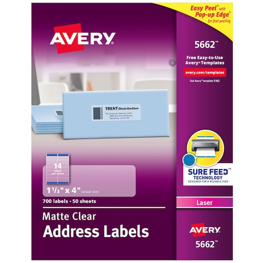 Matte Clear Address Labels, Sure, PK700