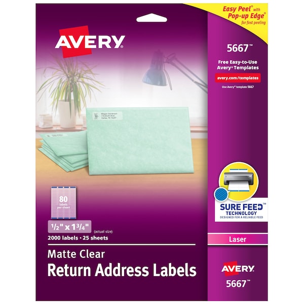 Matte Clear Return Address Label, PK2000